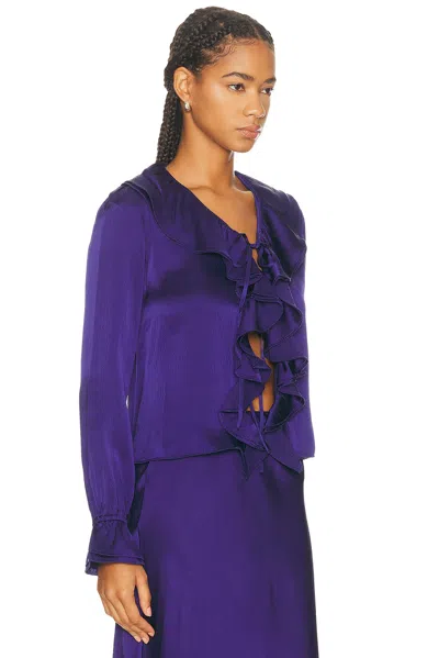 Bode Dream Souvenir Flounce Blouse In Blue