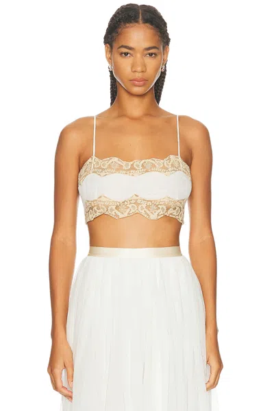 Bode Trousseau Lace Bra Top In White