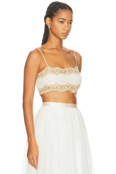 Bode Trousseau Lace Bra Top In White