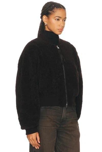 Agolde Iona Skye Shearling Bomber Jacket In Brown