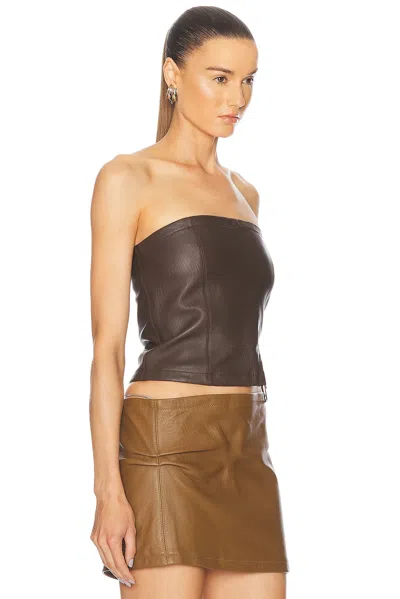 Jade Cropper Leather Bustier Top In Brown