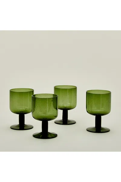 Hawkins New York Stemmed Simple Seeded Glassware Set Of 4 In Green