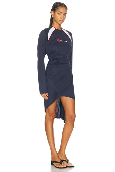 Jade Cropper Draped Twisted Sport Dress In Blue