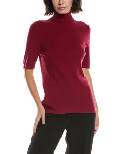Anne Klein Half Sleeve Turtleneck Sweater In Burgundy