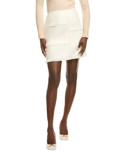 Lafayette 148 New York Fringed Patchwork Mini Skirt In White