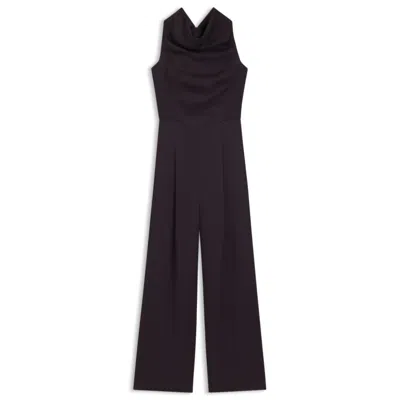 Hugo Boss Sablé Jumpsuit With Draped Neckline In Black