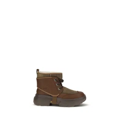 Ugg Ankle Boots With Round Toe And Pull Tab In Brown