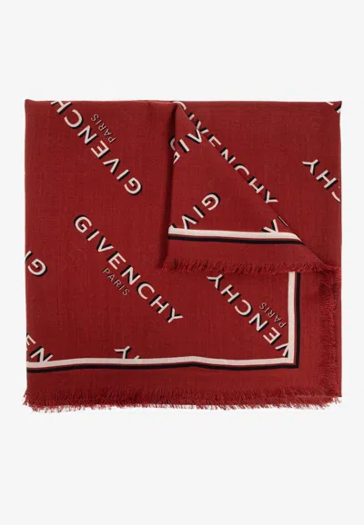 Givenchy Monogram Silk-blend Scarf In Red