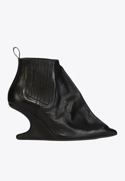 Rick Owens Sculpted Heel Ankle Boots With Elastic Panels In Black