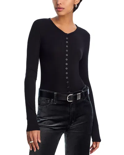 Frame The Rib Splay Stretch-modal Jersey Top In Black