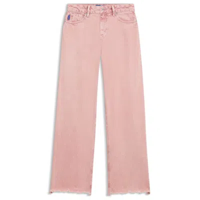 Hugo Boss Pink Loose-fit Jeans In Rigid Denim In Pink
