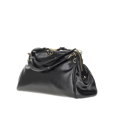 Miu Miu Shiny Leather Pouch With Straps In Black