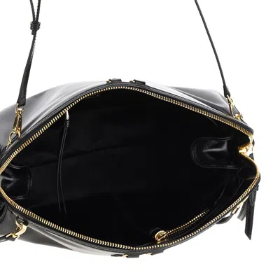Miu Miu Shiny Leather Pouch With Straps In Black