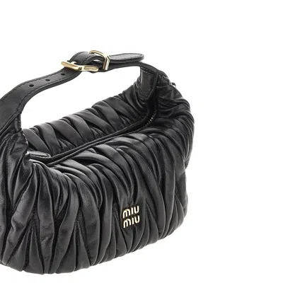 Miu Miu Telassé Nappa Leather Mini Bag In Black