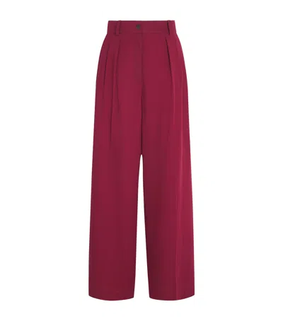 Joseph Virgin Wool Voile Forest Trousers In Red