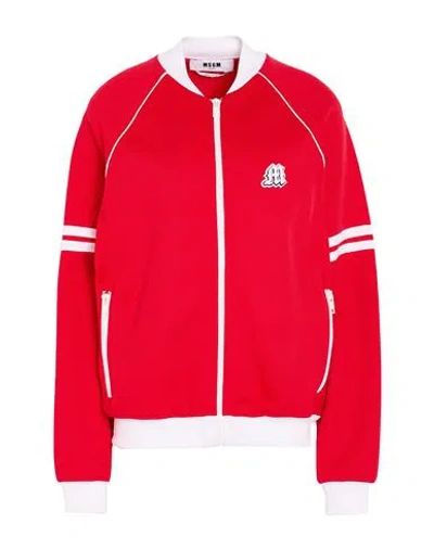 Msgm Woman Sweatshirt Red Size S Polyester, Cotton In Red