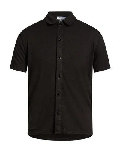 Wool & Co Man Shirt Black Size Xl Linen, Elastane In Black