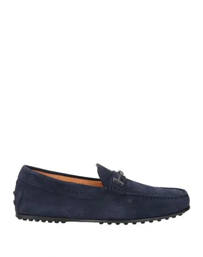 Tod's Man Loafers Navy Size 7.5 Leather In Blue