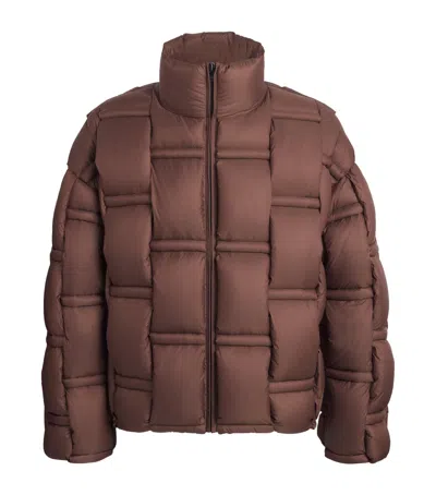 Raxxy 3d Down-filled Angular Puffer Jacket In Brown
