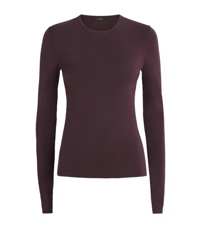 Joseph Stretch-silk Long-sleeve Top In Red