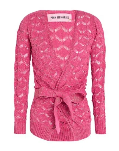 Pink Memories Woman Cardigan Fuchsia Size 4 Cotton, Acrylic, Metallic Polyester, Polyamide In Pink