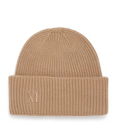 Max Mara Cashmere Embroidered Beanie In Brown