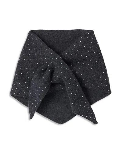 Sandro Womens Charcoal Grey Polka-dot Wool And Cashmere-blend Scarf In Black