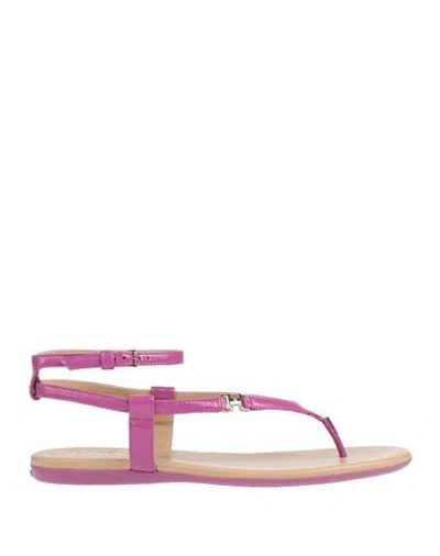 Hogan Woman Thong Sandal Fuchsia Size 7 Leather In Pink