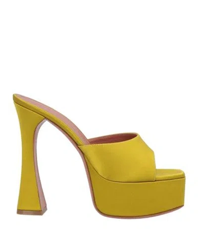 Amina Muaddi Woman Sandals Mustard Size 9 Textile Fibers In Yellow