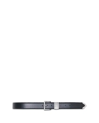 Maje Womens Black Smooth Leather Buckle Belt In Blue