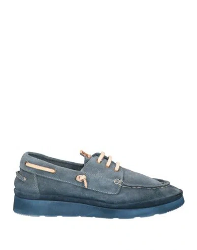 Moma Man Loafers Slate Blue Size 8 Leather In Blue