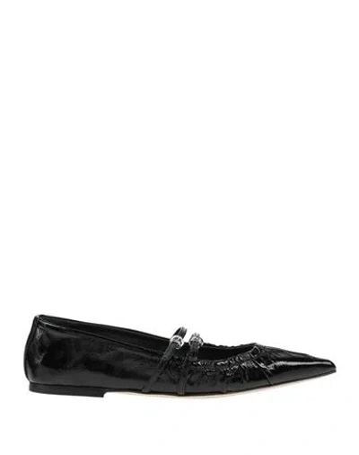 Msgm Woman Ballet Flats Black Size 8 Leather In Black