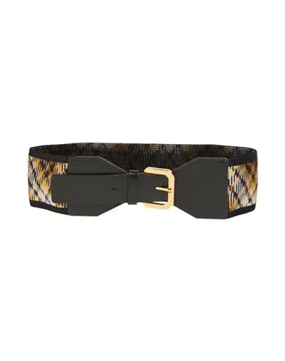 Missoni Woman Belt Black Size M Calfskin, Polyester In Black