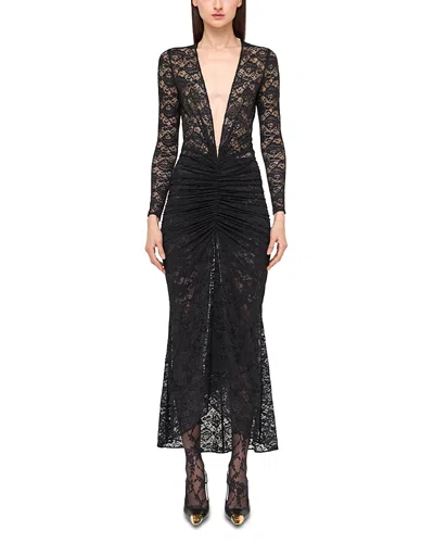 Ronny Kobo Nelli Lace Plunge Neck Dress In Black