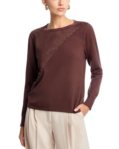 Sioni Faux Suede Crewneck Sweater In Brown