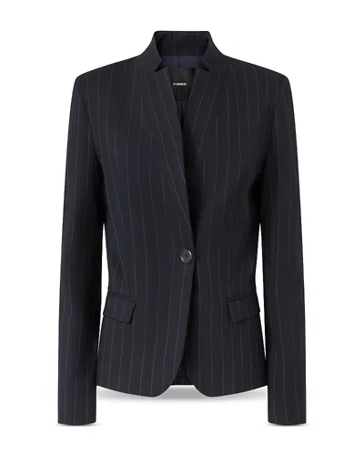 Pinko Tailored Pinstripe Blazer With Structured Shoulders In Black