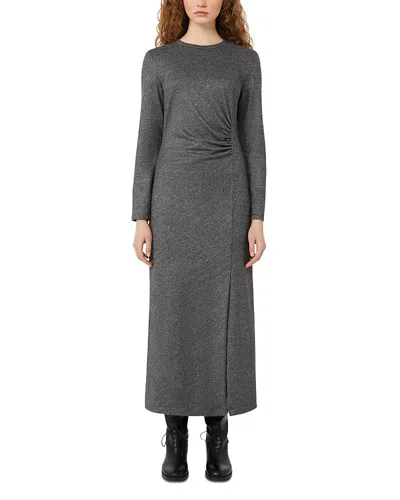 Weekend Max Mara Decano Ruched Side-slit Jersey Midi Dress In Gray