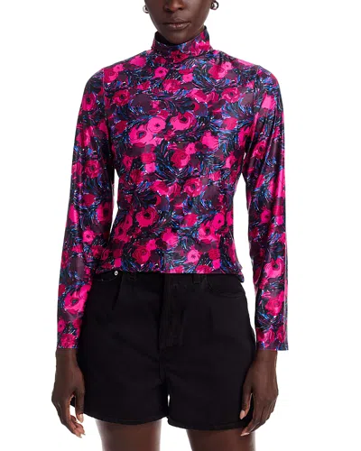 Area Stars Lee Mock Neck Jersey Top In Pink