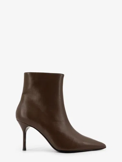 Staud Sebastian 80 Leather Ankle Boots In Brown