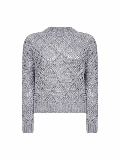 Max Mara Sequin-embellished Diamond-pattern Sweater In Gray
