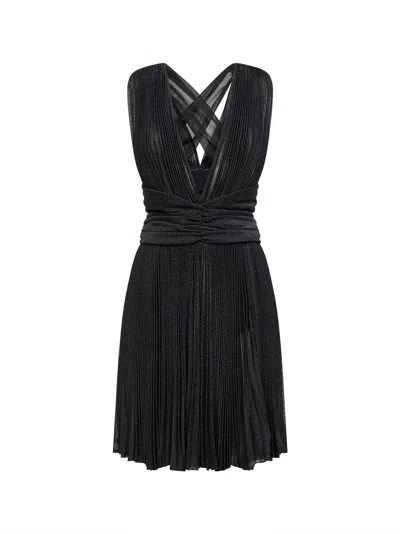 Dolce & Gabbana Women Black Lurex Mesh Pleated Minidress In Black