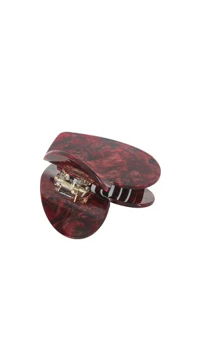 Solar Eclipse Limited Edition Hand-painted Heart Hair Claw Clip In Burgundy
