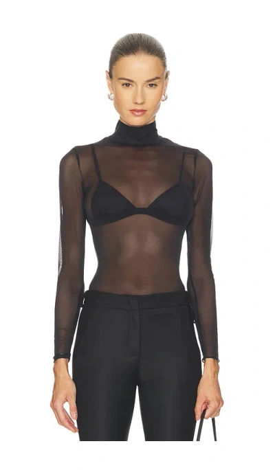 Commando Chic Mesh Long Sleeve Turtleneck In Black