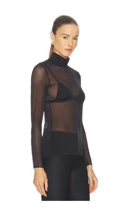 Commando Chic Mesh Long Sleeve Turtleneck In Black