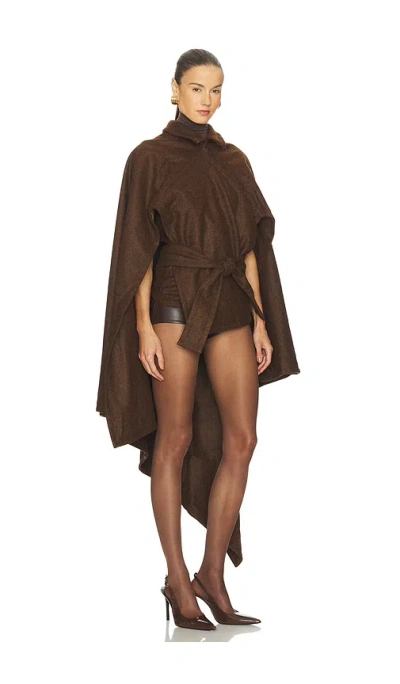 Aya Muse Rhea Cape Coat In Brown