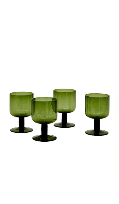 Hawkins New York Stemmed Simple Seeded Glassware Set Of 4 In Green