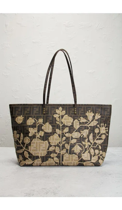 Fwrd Renew Fendi Zucca Roll Tote Bag In Brown