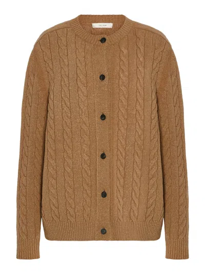 The Row Loneke Cable Knit Crewneck Cardigan In Multi