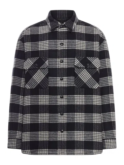 Celine Quilted Checked Wool Overshirt In Multi