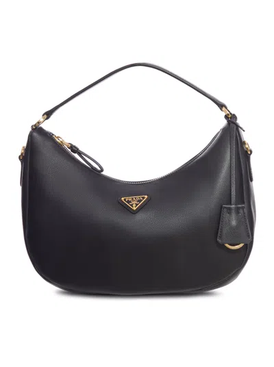 Prada Soft Grain Leather Sac Bag In Black